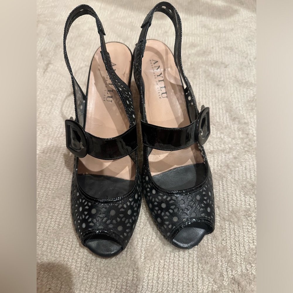 Anyi Lu Black Mary Jane heeled shoes-41